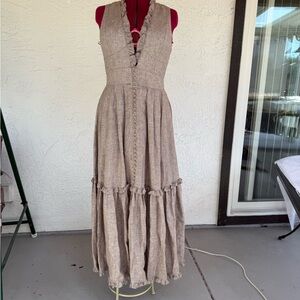 Anthropologie Joslin Juliet Tiered Linen Maxi Dress in Cinnamon